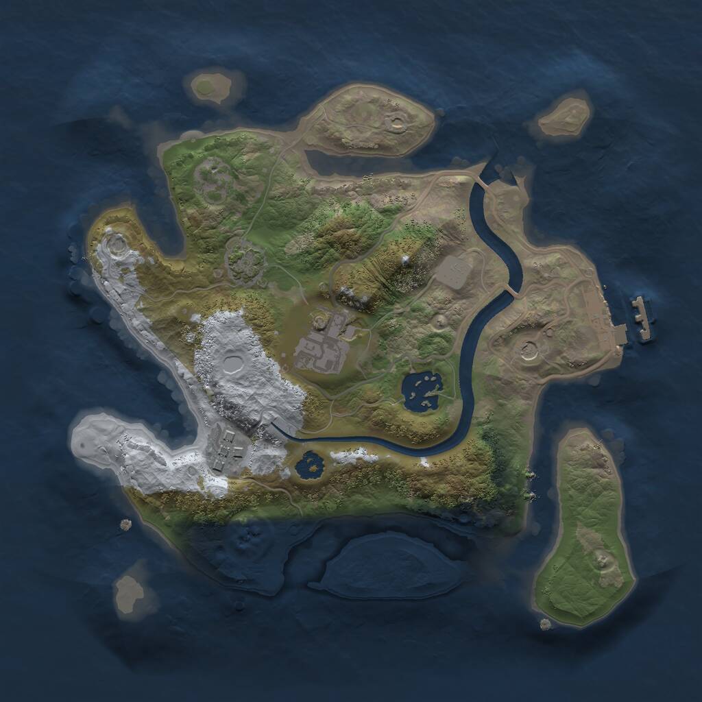 Rust Map: Procedural Map, Size: 2500, Seed: 691153214, 7 Monuments