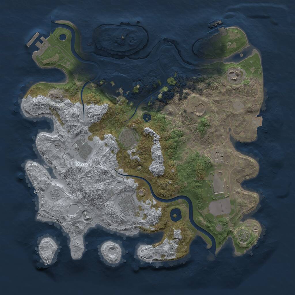 Rust Map: Procedural Map, Size: 3500, Seed: 683428821, 14 Monuments