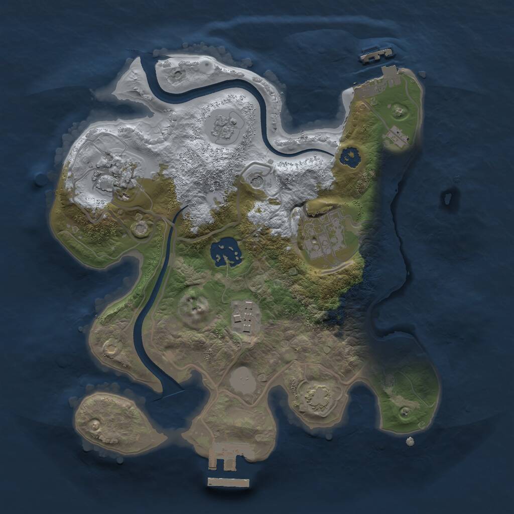 Rust Map: Procedural Map, Size: 2500, Seed: 1830771524, 10 Monuments