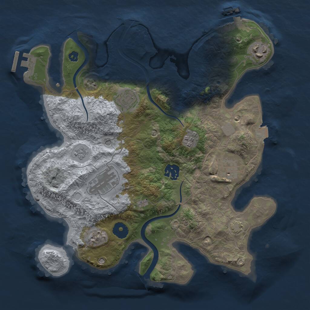 Rust Map: Procedural Map, Size: 3000, Seed: 1130842211, 12 Monuments