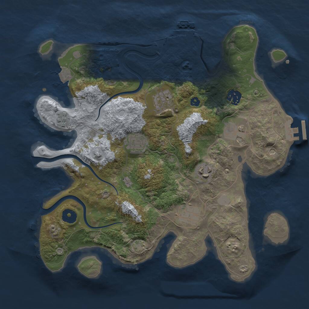 Rust Map: Procedural Map, Size: 3200, Seed: 305688838, 12 Monuments