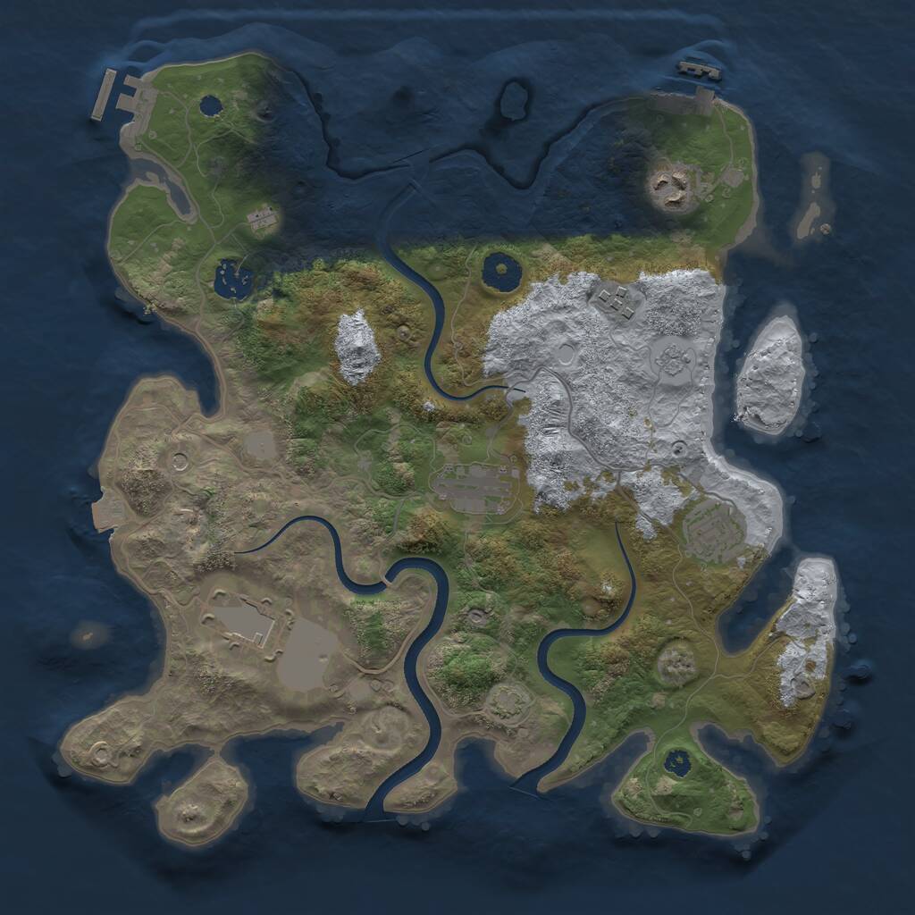 Rust Map: Procedural Map, Size: 3500, Seed: 1622482602, 12 Monuments