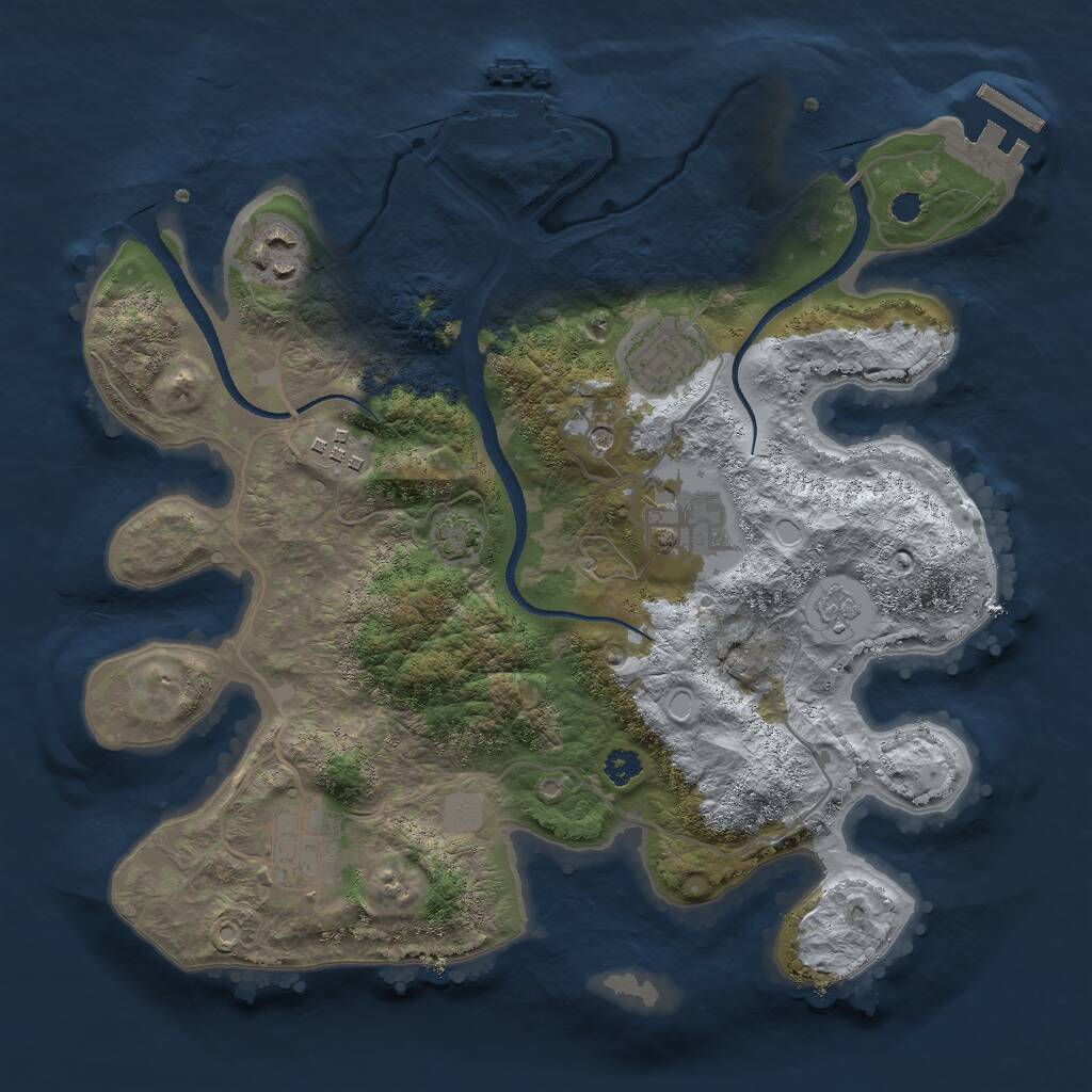 Rust Map: Procedural Map, Size: 3000, Seed: 1960858246, 11 Monuments