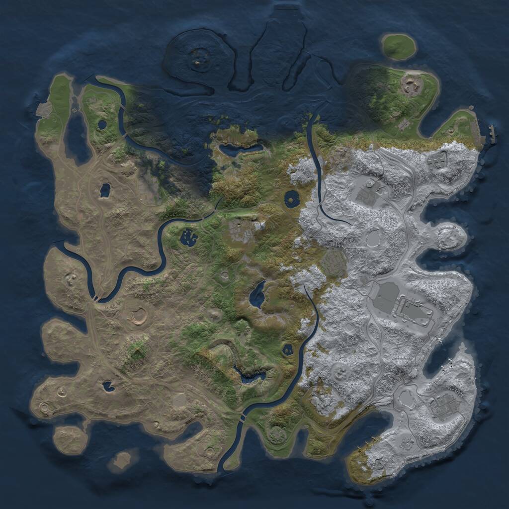Rust Map: Procedural Map, Size: 4500, Seed: 95193041, 17 Monuments