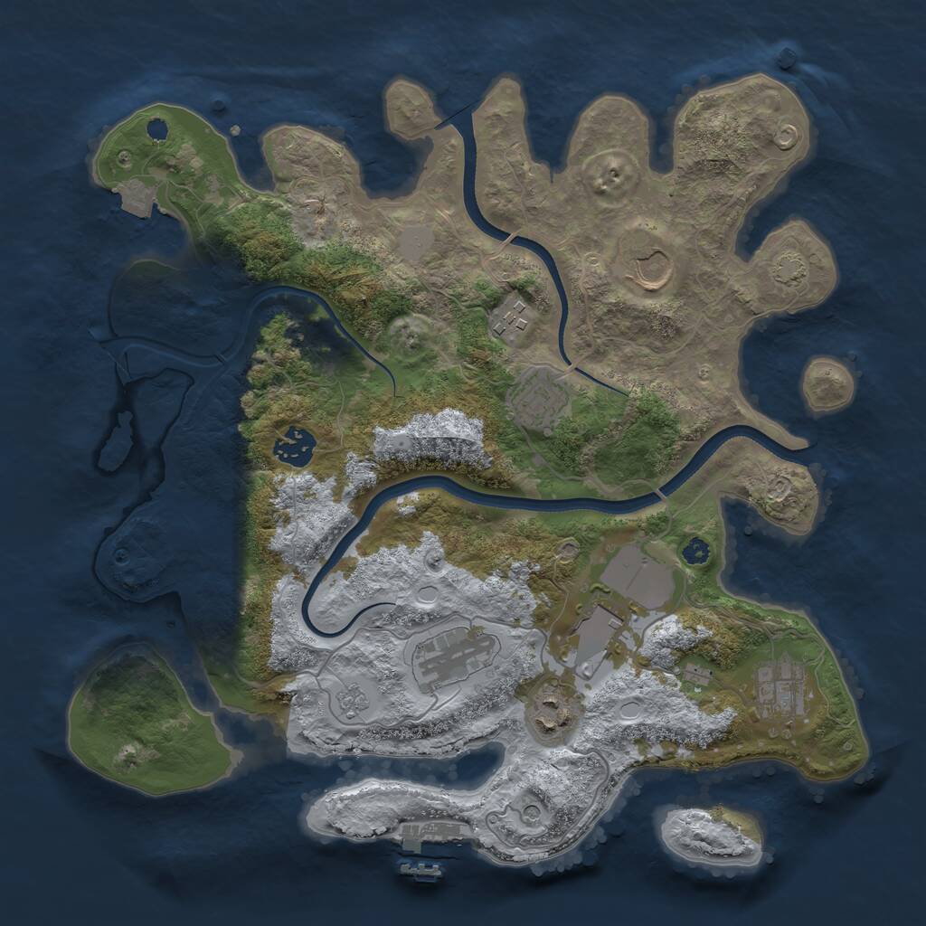 Rust Map: Procedural Map, Size: 3500, Seed: 1752061655, 13 Monuments