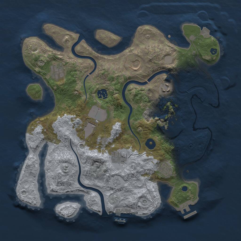 Rust Map: Procedural Map, Size: 3500, Seed: 1562879278, 15 Monuments
