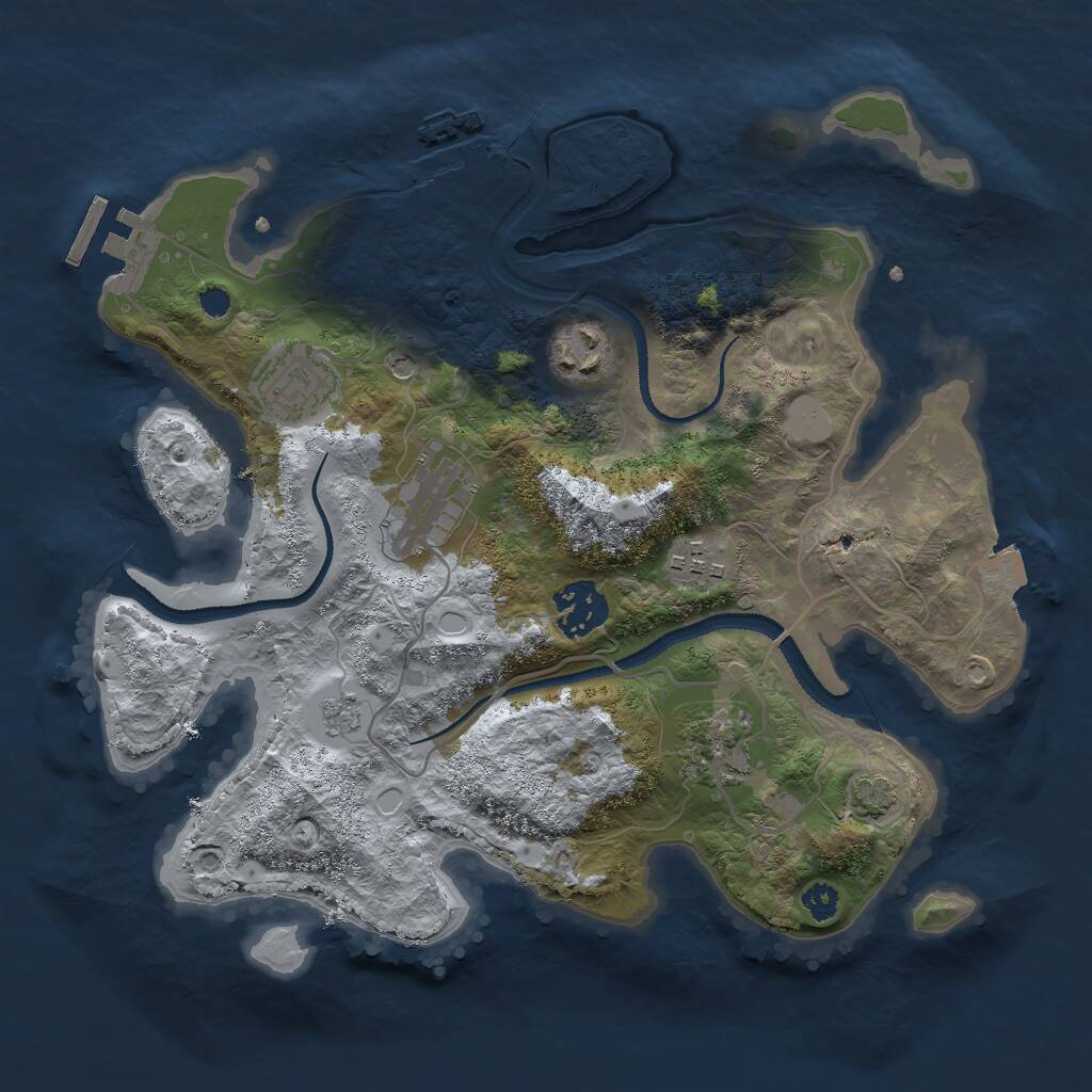 Rust Map: Procedural Map, Size: 3000, Seed: 1855084931, 12 Monuments