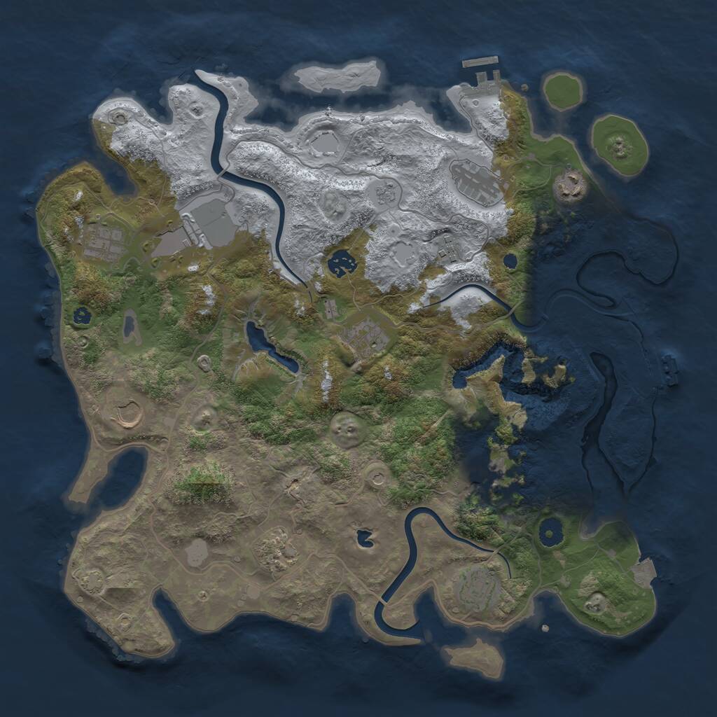 Rust Map: Procedural Map, Size: 4000, Seed: 2143889182, 17 Monuments