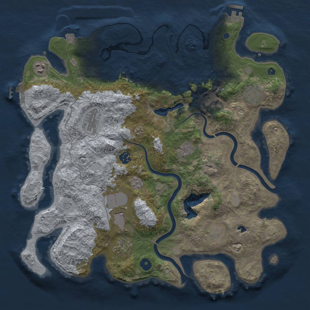 Rust Map: Procedural Map, Size: 4000, Seed: 59761, 16 Monuments