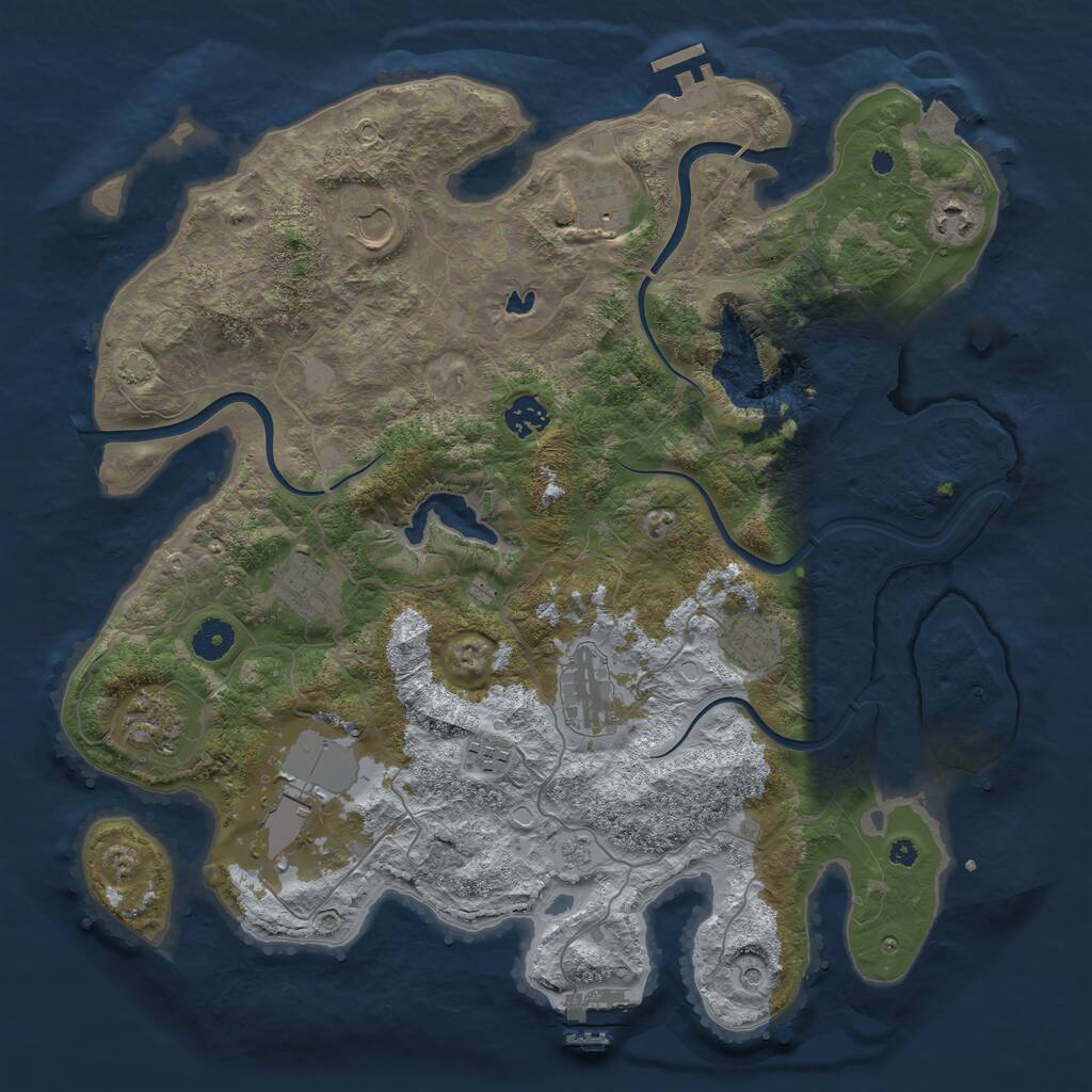 Rust Map: Procedural Map, Size: 4000, Seed: 326471813, 16 Monuments