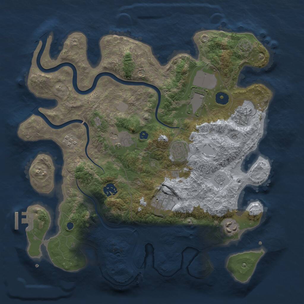 Rust Map: Procedural Map, Size: 3500, Seed: 144887787, 13 Monuments