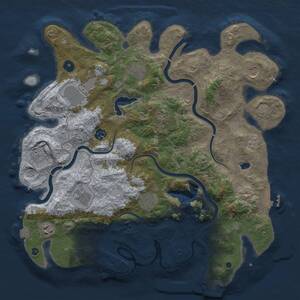 Thumbnail Rust Map: Procedural Map, Size: 4000, Seed: 105917393, 16 Monuments