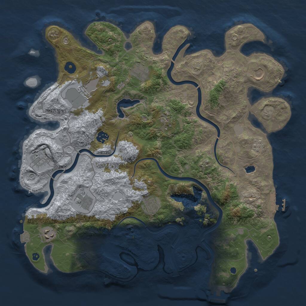Rust Map: Procedural Map, Size: 4000, Seed: 105917393, 16 Monuments