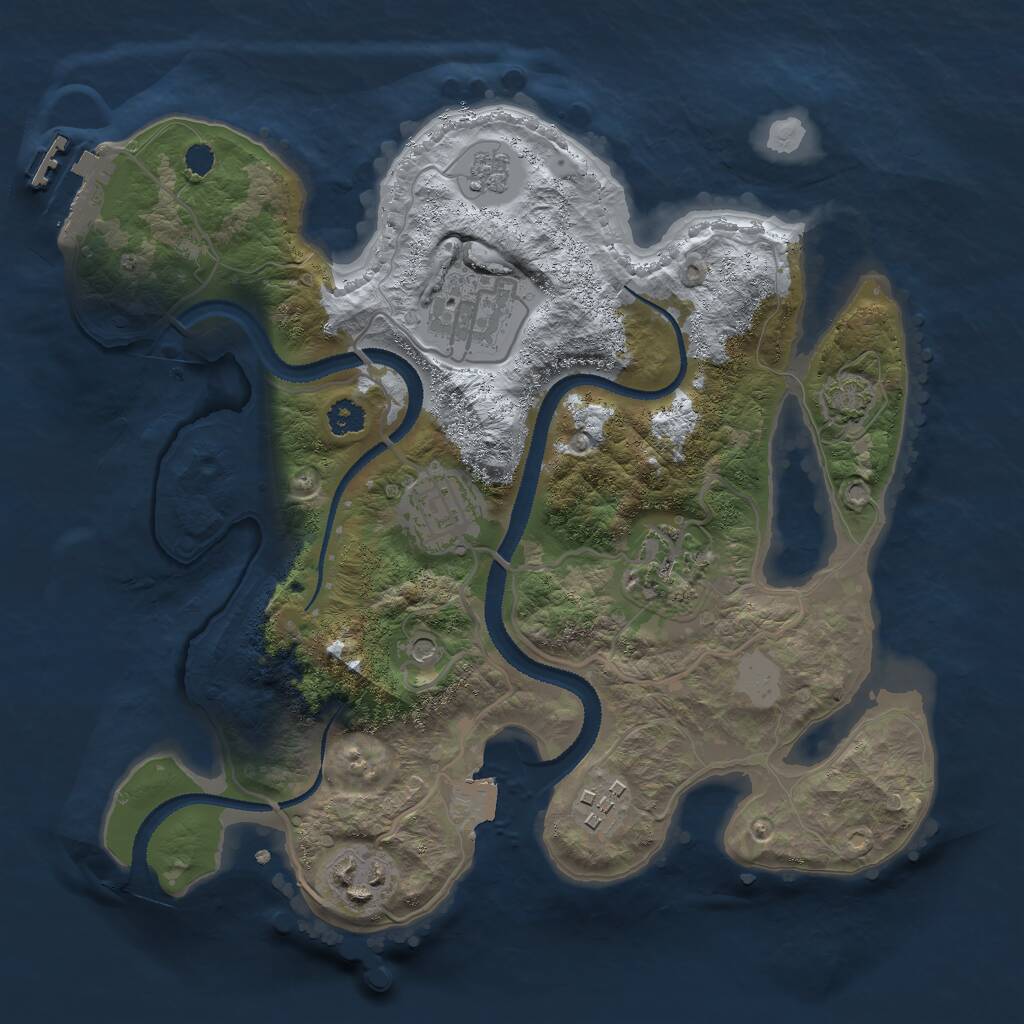Rust Map: Procedural Map, Size: 2790, Seed: 1, 10 Monuments