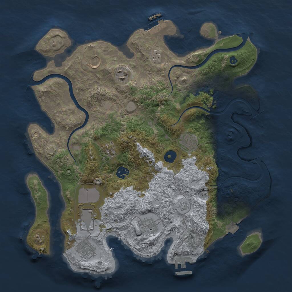 Rust Map: Procedural Map, Size: 3600, Seed: 114514, 15 Monuments