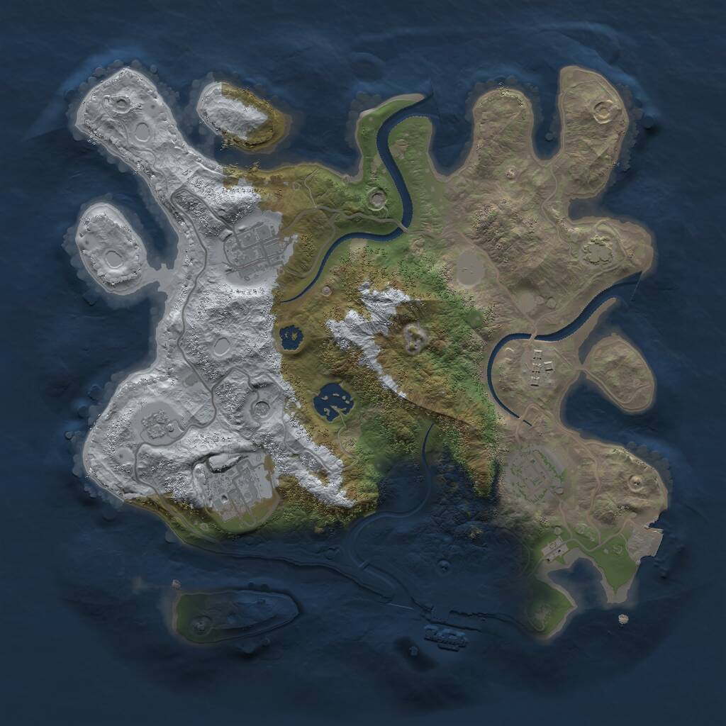 Rust Map: Procedural Map, Size: 3000, Seed: 1269381952, 10 Monuments