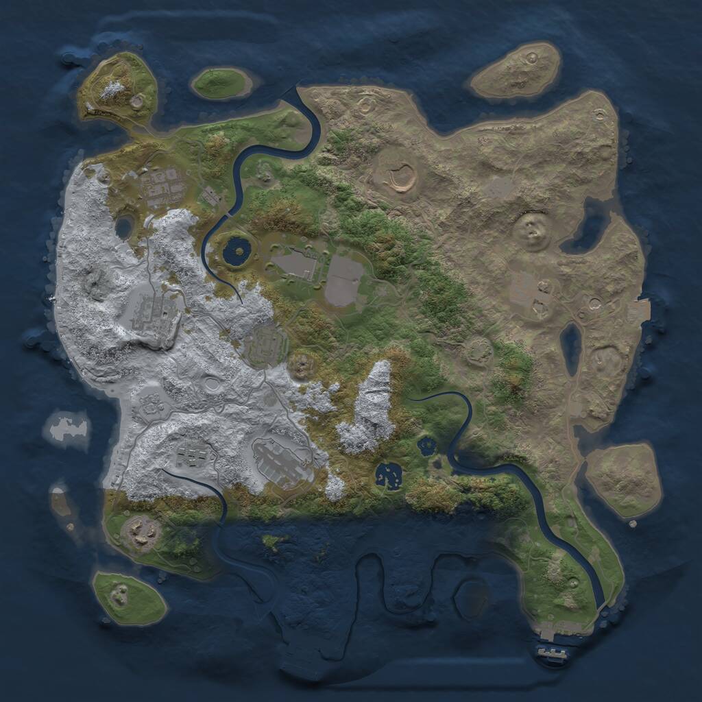 Rust Map: Procedural Map, Size: 3750, Seed: 373467853, 16 Monuments