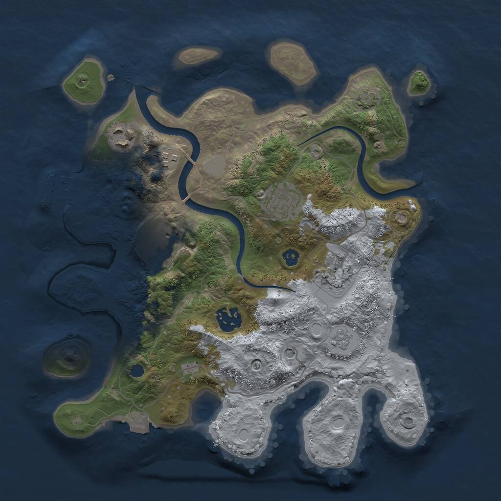 Rust Map: Procedural Map, Size: 3000, Seed: 2081664861, 11 Monuments