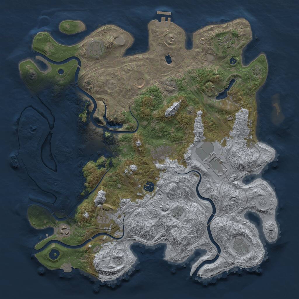 Rust Map: Procedural Map, Size: 4300, Seed: 75683886, 17 Monuments