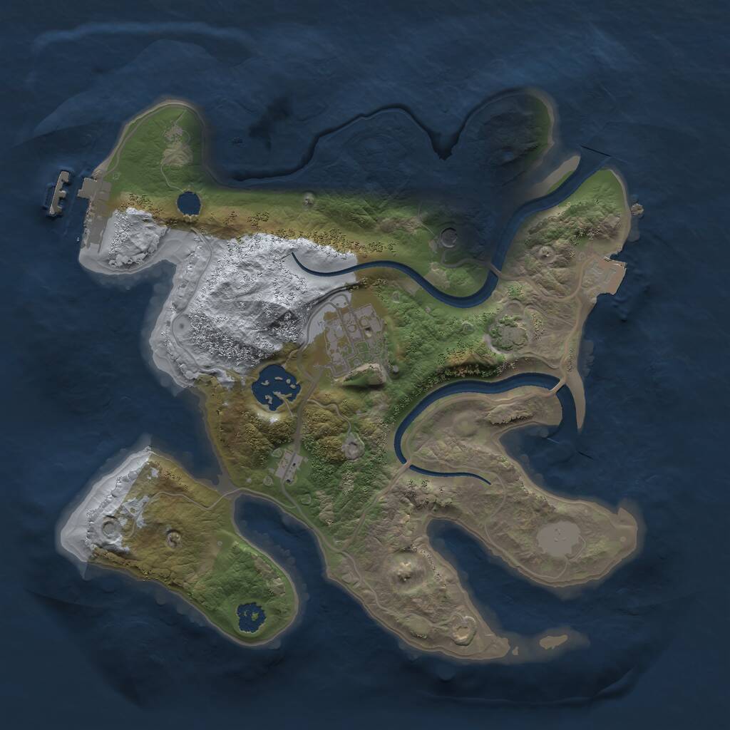 Rust Map: Procedural Map, Size: 2500, Seed: 1402092943, 6 Monuments