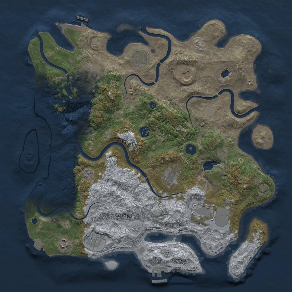 Rust Map: Procedural Map, Size: 4050, Seed: 1570827992, 15 Monuments