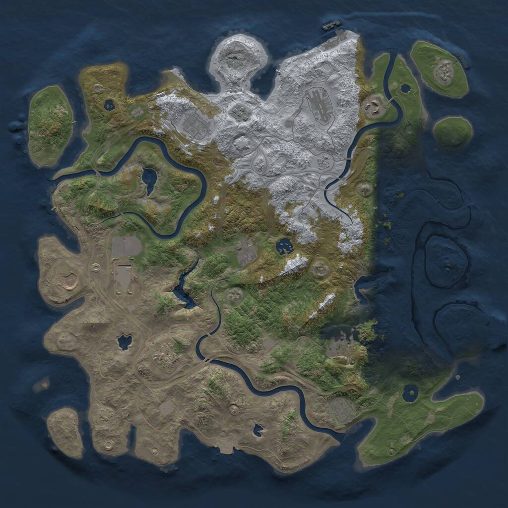 Rust Map: Procedural Map, Size: 4500, Seed: 1910481672, 17 Monuments
