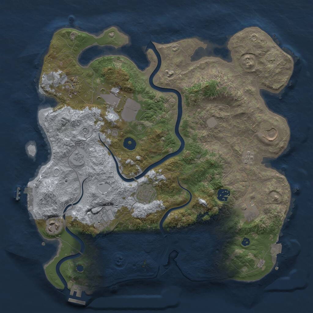 Rust Map: Procedural Map, Size: 3700, Seed: 1022127460, 15 Monuments