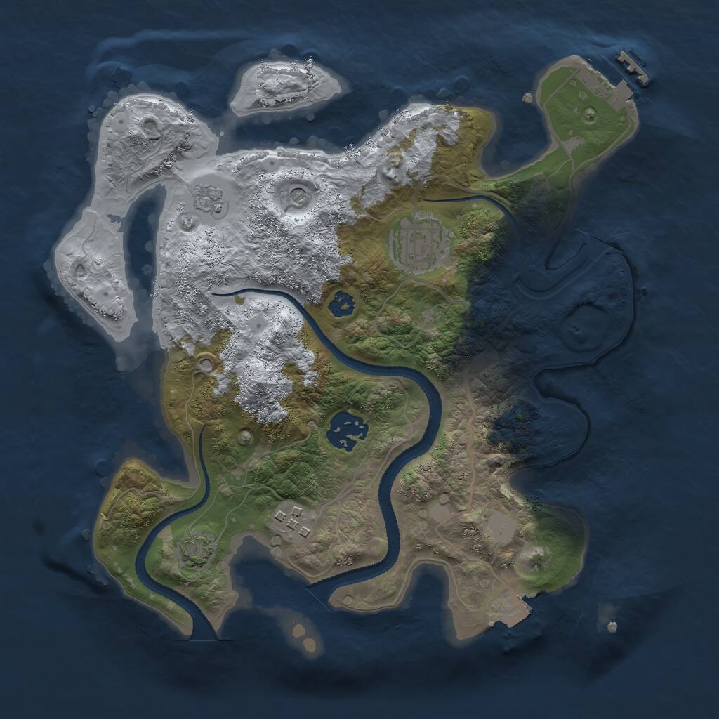 Rust Map: Procedural Map, Size: 2800, Seed: 968763328, 8 Monuments
