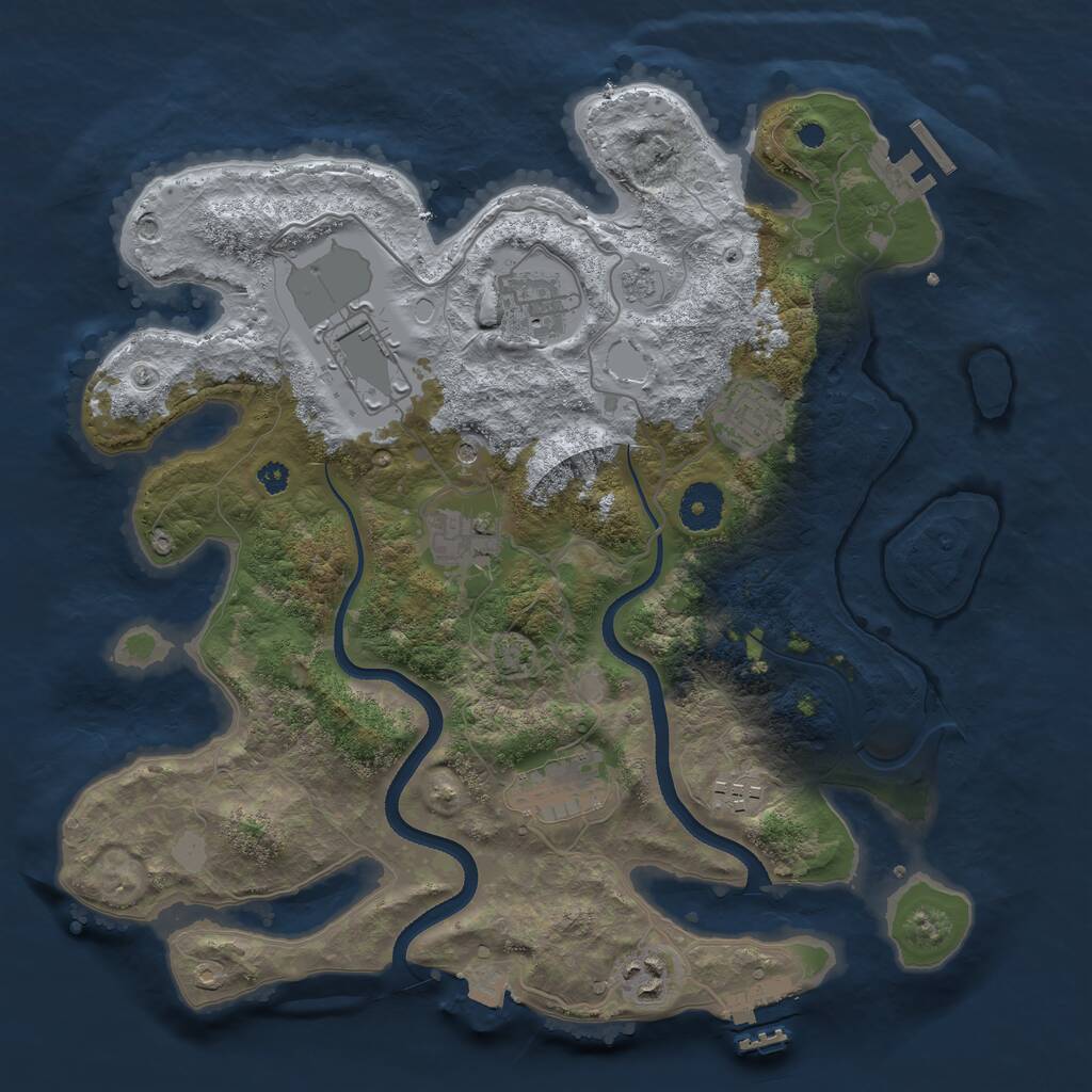 Rust Map: Procedural Map, Size: 3500, Seed: 1412285551, 13 Monuments
