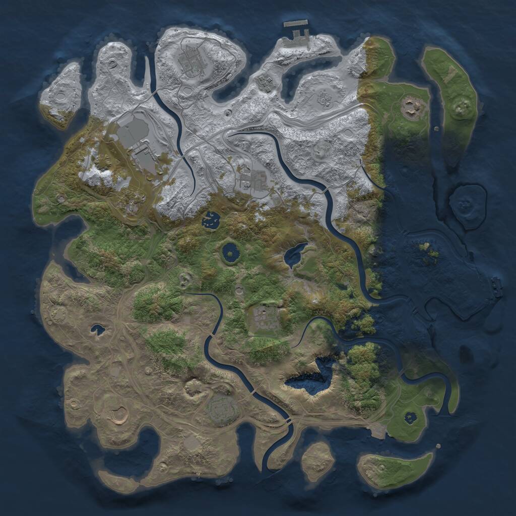 Rust Map: Procedural Map, Size: 4300, Seed: 2145492596, 16 Monuments
