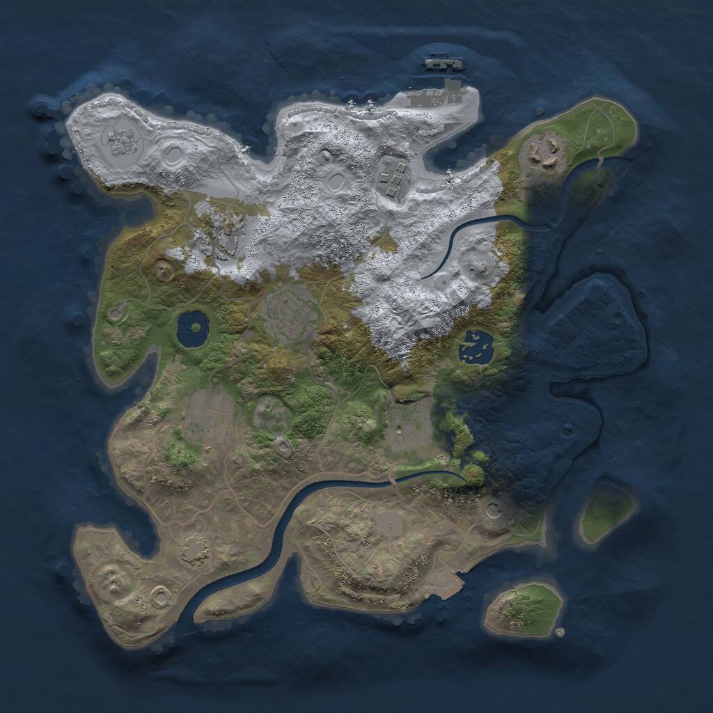 Rust Map: Procedural Map, Size: 3000, Seed: 1085538135, 12 Monuments
