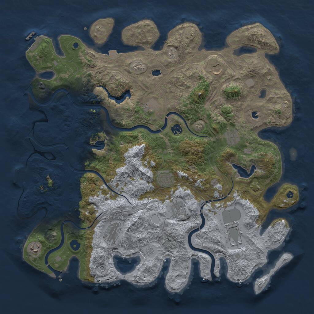Rust Map: Procedural Map, Size: 4500, Seed: 1282527471, 16 Monuments