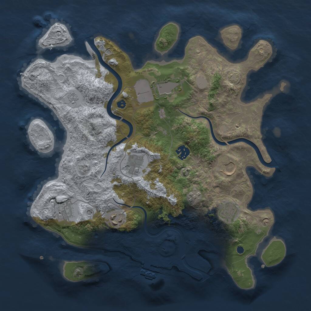 Rust Map: Procedural Map, Size: 3500, Seed: 1269381952, 13 Monuments