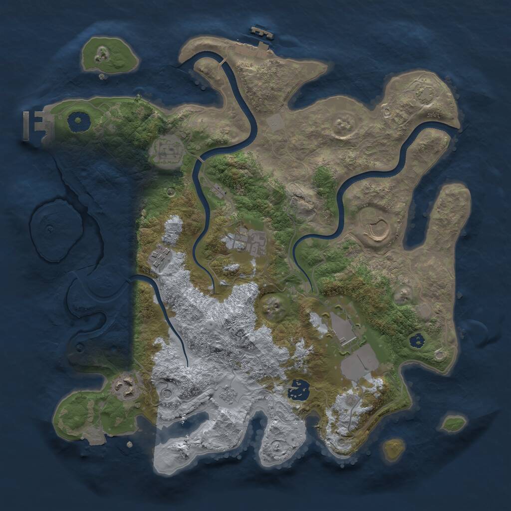 Rust Map: Procedural Map, Size: 3500, Seed: 2122421253, 13 Monuments