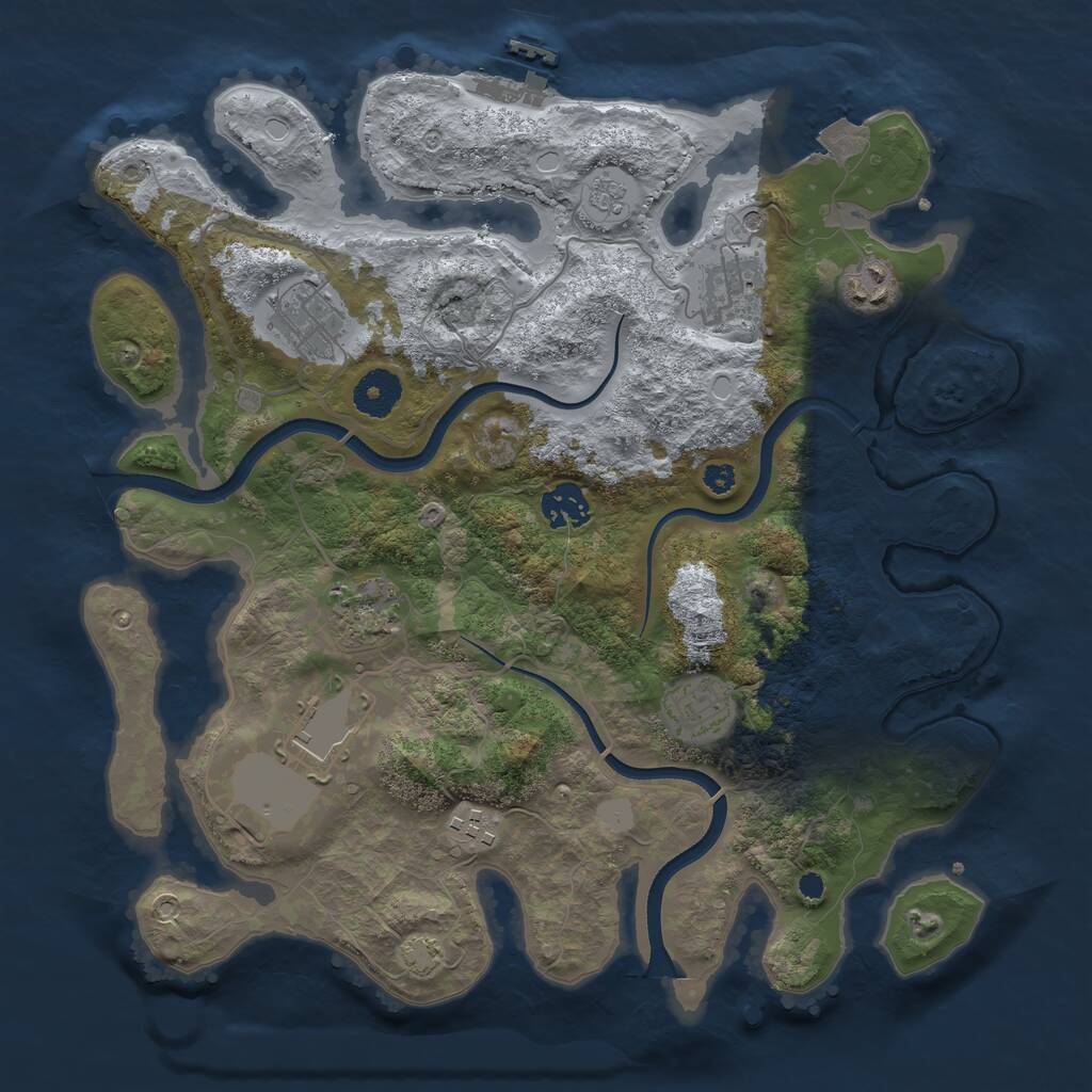 Rust Map: Procedural Map, Size: 3500, Seed: 608194477, 13 Monuments