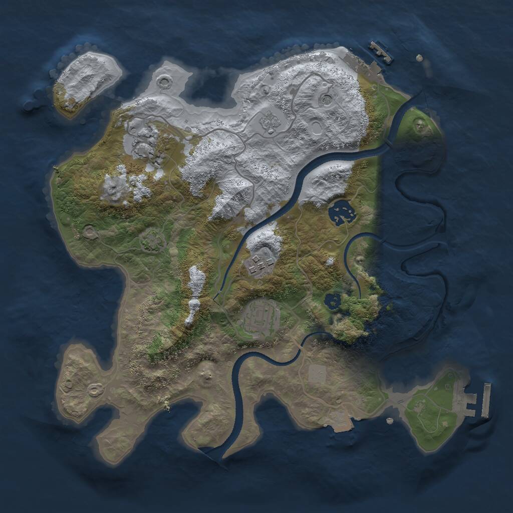 Rust Map: Procedural Map, Size: 3000, Seed: 1101715509, 10 Monuments