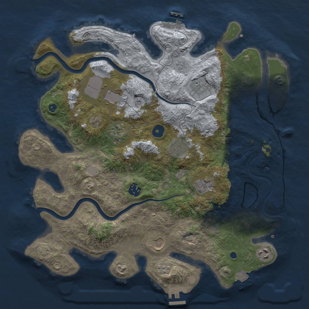 Rust Map: Procedural Map, Size: 3750, Seed: 40209025, 15 Monuments