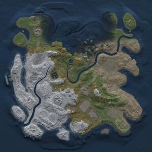 Thumbnail Rust Map: Procedural Map, Size: 3500, Seed: 1597131482, 15 Monuments