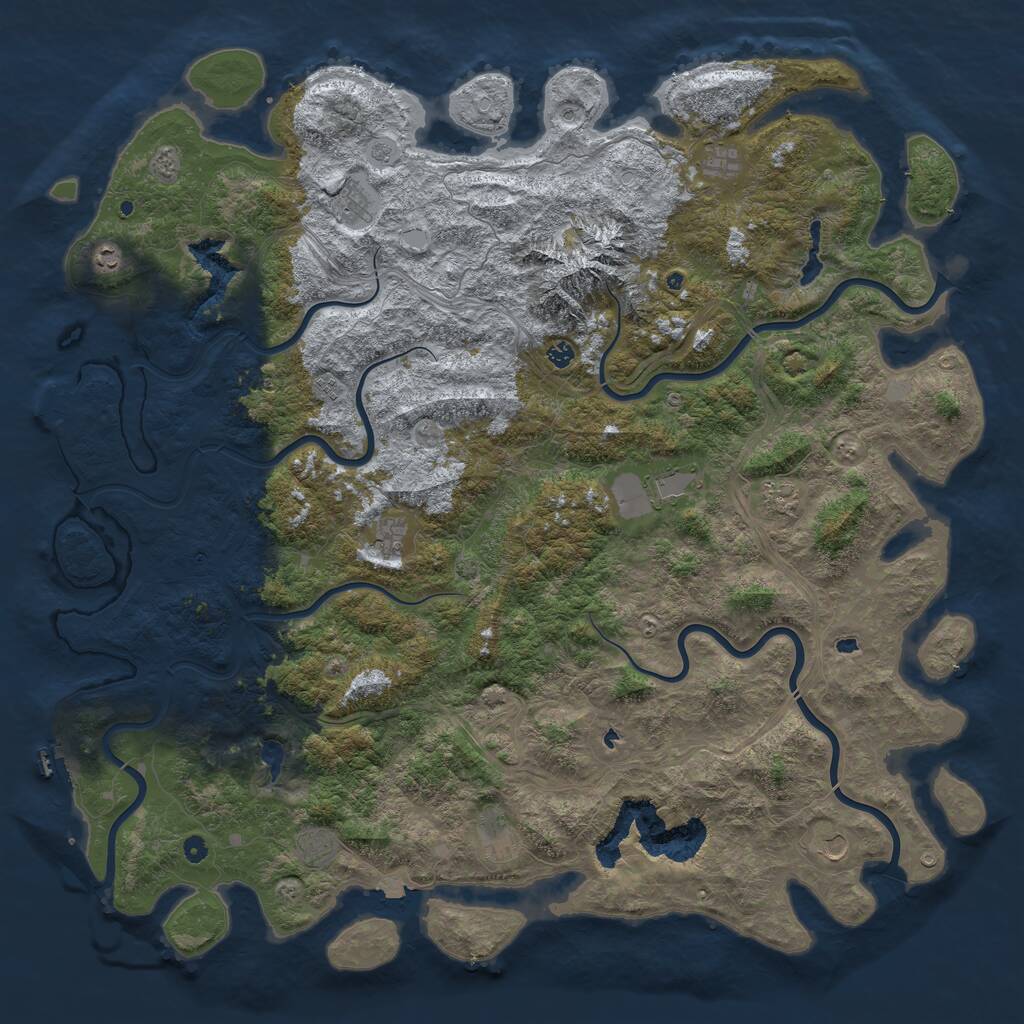 Rust Map: Procedural Map, Size: 6000, Seed: 542680020, 17 Monuments
