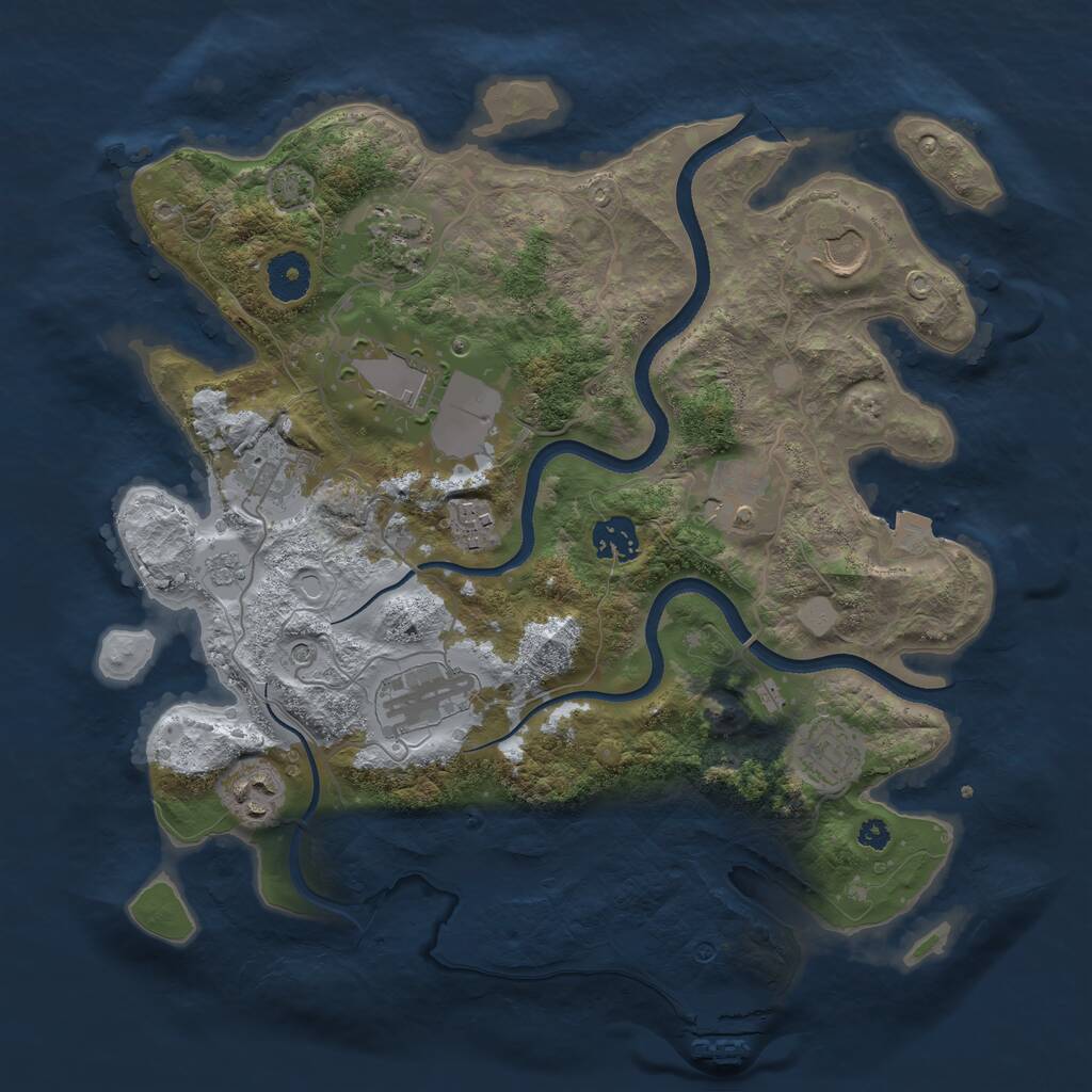Rust Map: Procedural Map, Size: 3500, Seed: 1296574242, 15 Monuments