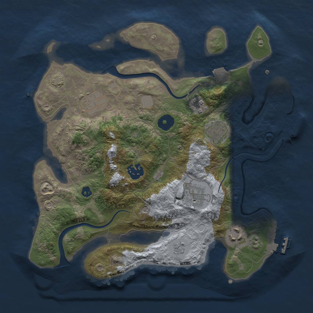 Rust Map: Procedural Map, Size: 3000, Seed: 3422, 12 Monuments