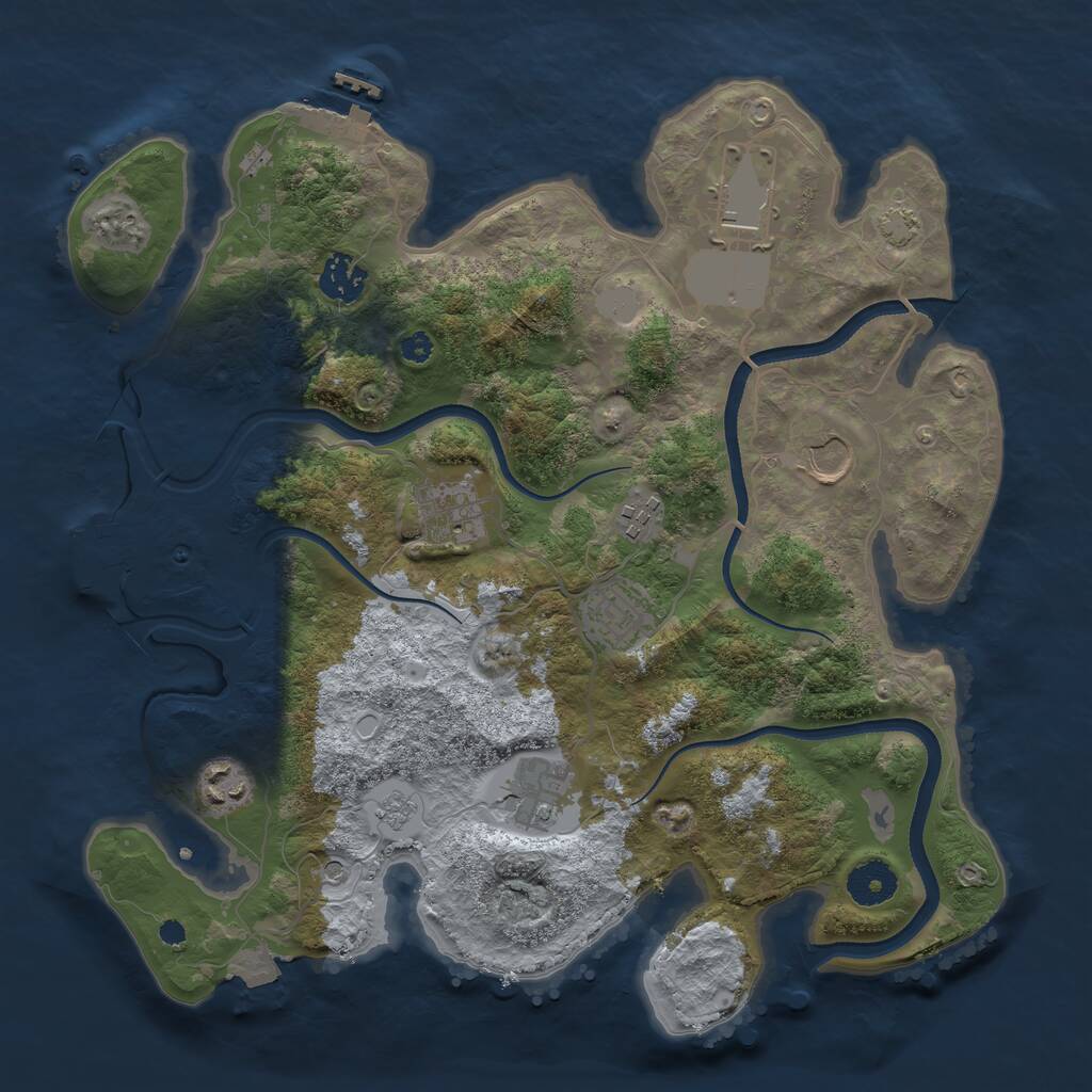 Rust Map: Procedural Map, Size: 3500, Seed: 88336, 14 Monuments