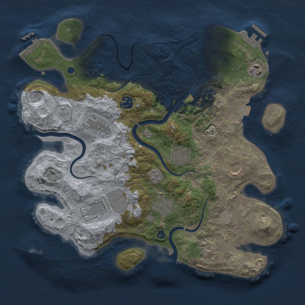 Rust Map: Procedural Map, Size: 3500, Seed: 1783890018, 15 Monuments