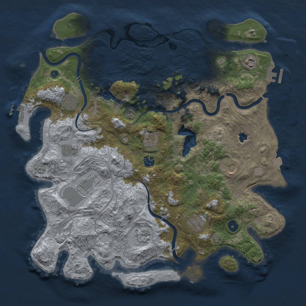 Rust Map: Procedural Map, Size: 4250, Seed: 90407510, 16 Monuments