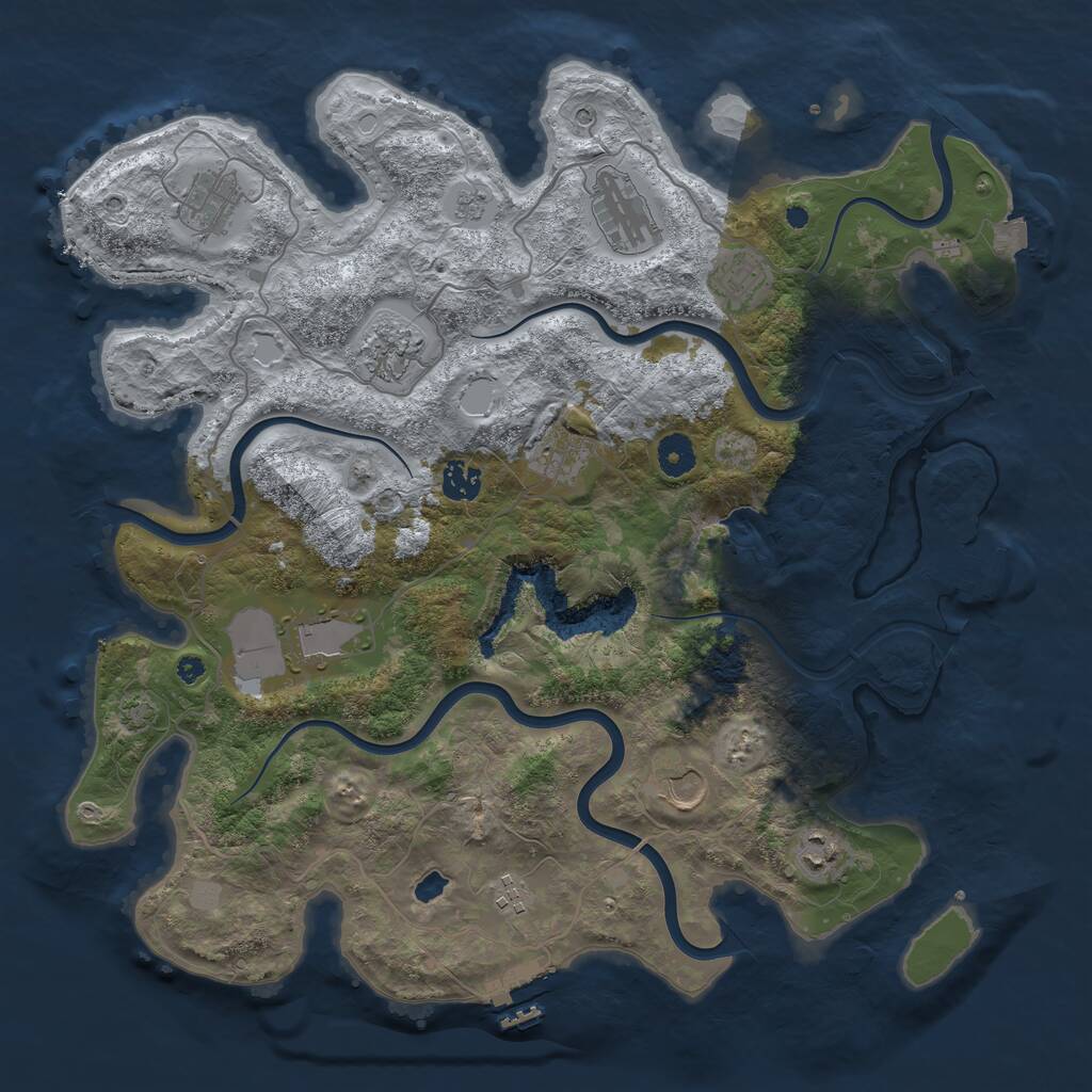 Rust Map: Procedural Map, Size: 4050, Seed: 1514333681, 16 Monuments