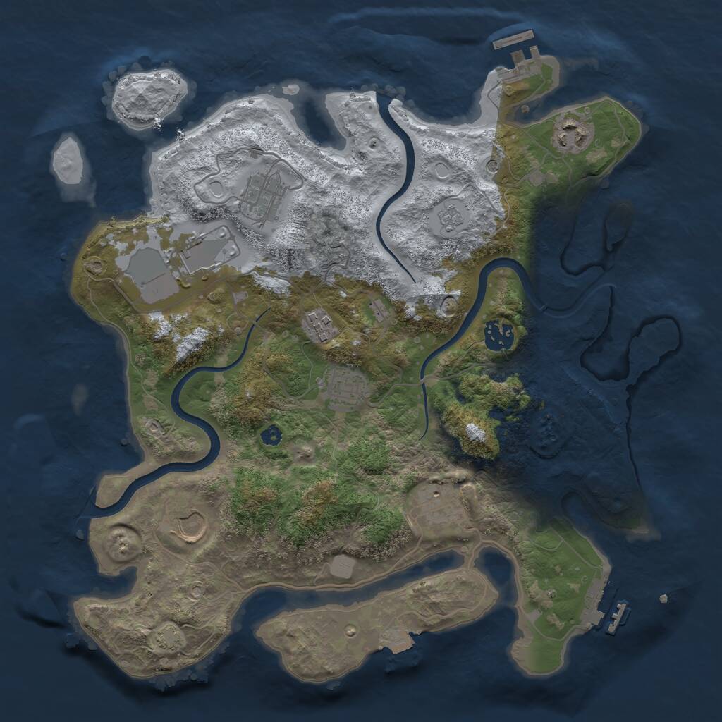 Rust Map: Procedural Map, Size: 3500, Seed: 410408554, 14 Monuments