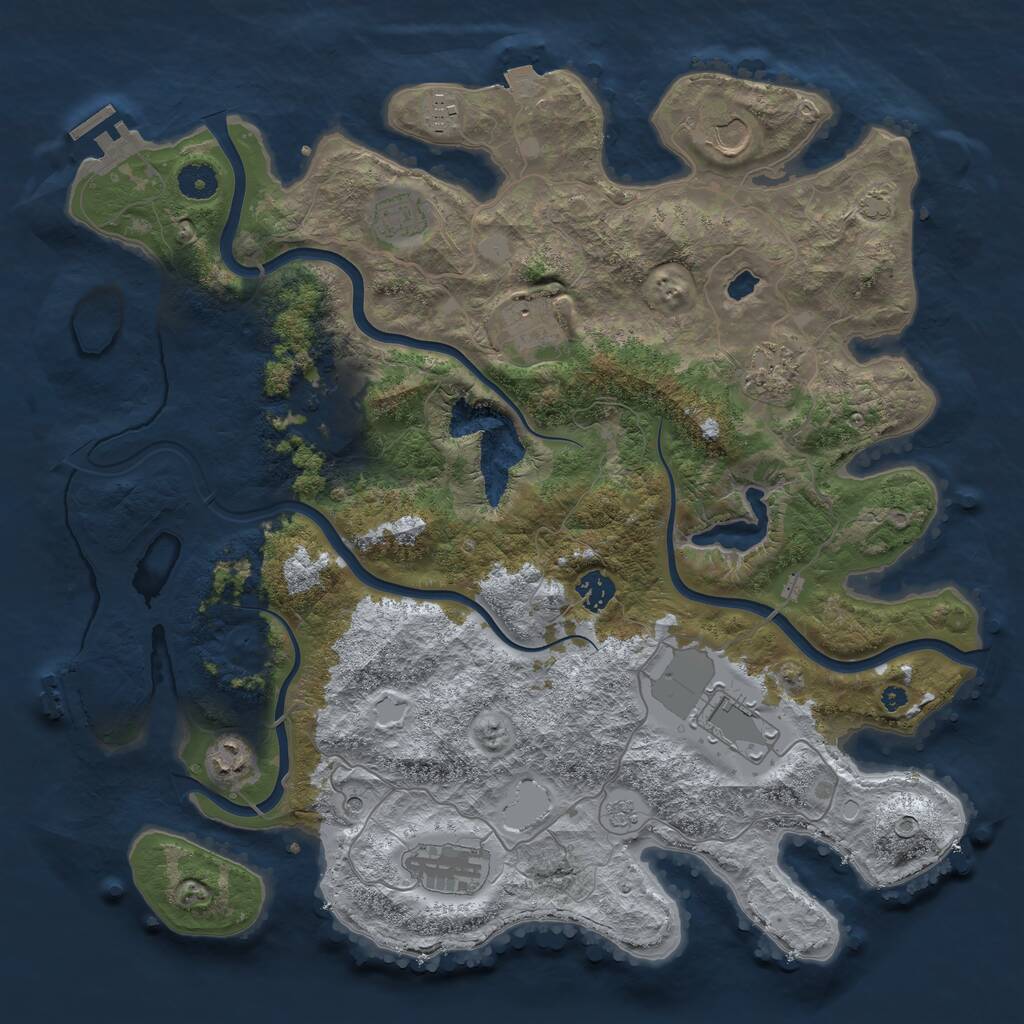 Rust Map: Procedural Map, Size: 4050, Seed: 16169666, 16 Monuments