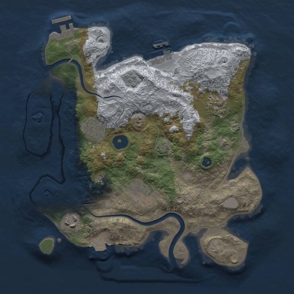 Rust Map: Procedural Map, Size: 3000, Seed: 912632963, 10 Monuments