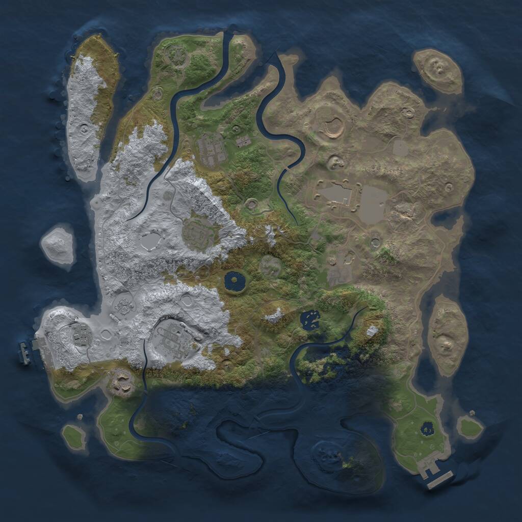 Rust Map: Procedural Map, Size: 3750, Seed: 953158033, 15 Monuments