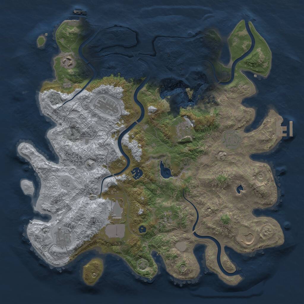 Rust Map: Procedural Map, Size: 4000, Seed: 2477418, 16 Monuments